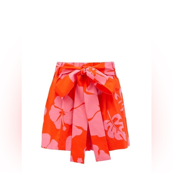 STAUD Sage Hibiscus-Print Cotton-Blend Poplin Shorts Size 2 - Picture 1 of 9